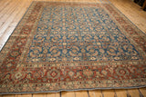 Traditional Afghani Mahal carpet with sapphire blue Herati motif and rust Samovar Turtle border.