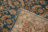 Hand-knotted Afghani Mahal rug's precise foundation weave and border detail.