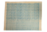 Modern Afghani mixed-weave carpet with abstract pale turquoise geometric and chevron patterns.