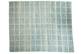 Hand-knotted Afghani modern carpet, pale powder blue geometric grid with ivory lines, 8'10
