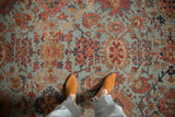 Antique Sultanabad carpet, allover palmette design in powder blue and cherry red.