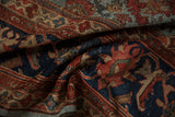 Textured hand-knotted pile of late 19th century Sultanabad, revealing navy, red, and jade motifs.