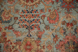 Antique Sultanabad hand-knotted rug, powder blue field with red, navy germinating plants and palmettes.