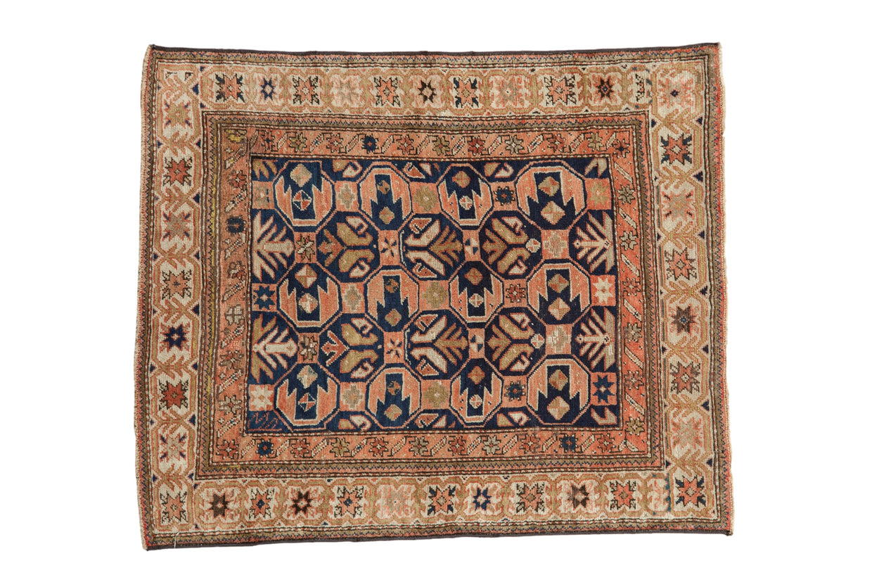 3.5x4 Antique Distressed Caucasian Square Rug