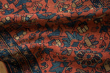 Vintage Mehrivan runner's geometric arabesques and sapphire blue boteh border.
