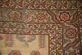 Meandering serrated leaf and palmette border on an antique Persian Bakshaish carpet corner.