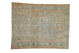 Vintage Distressed Afshar rug with faded blue, orange, and ivory stepped medallions.