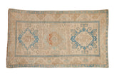 Distressed vintage Malayer rug with a triple center medallion in sky blue and ivory with terracotta accents.