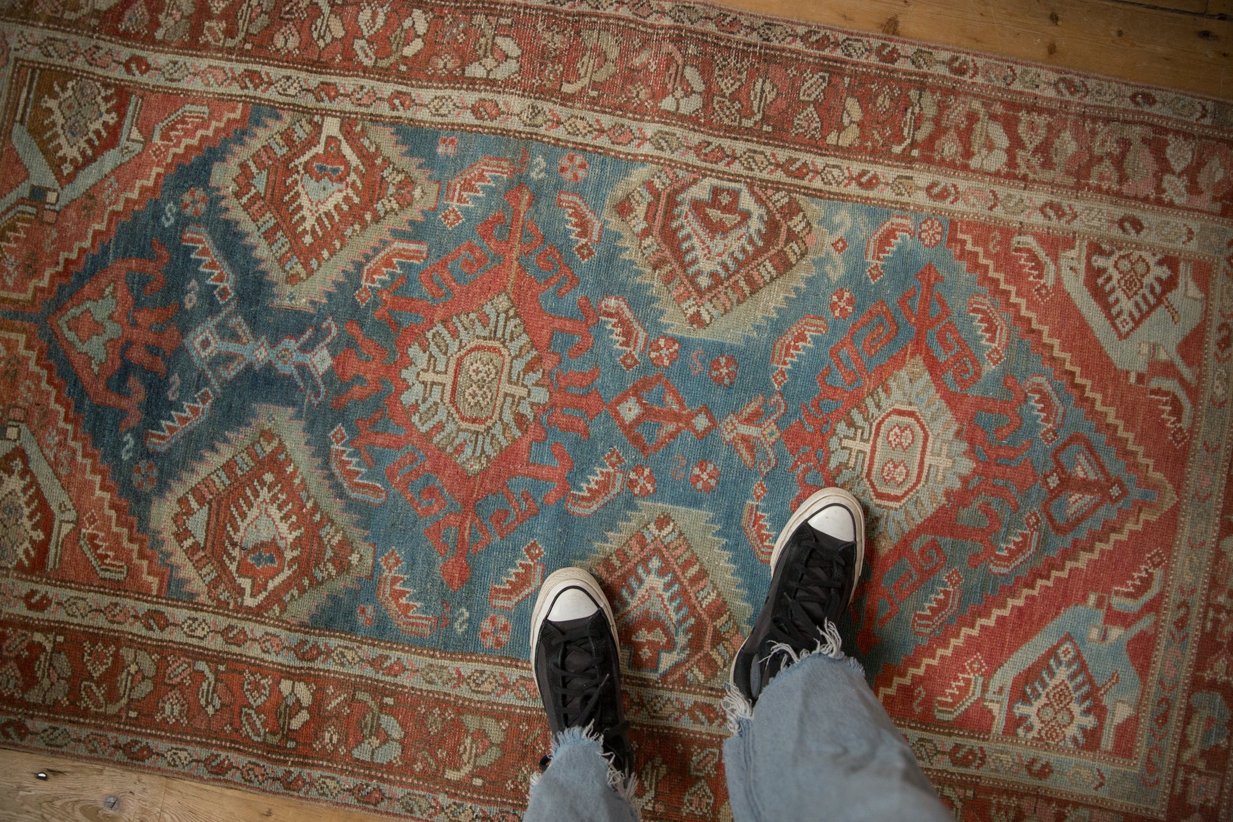 Vintage Distressed Hamadan Rug // ONH Item: ee005118, Image 1