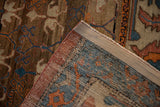 View of the woven foundation and secured side selvage on an antique Persian Bakshaish carpet.