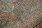 Distressed vintage Bijar rug's border with terracotta Turtle Samovar and Herati patterns.