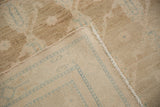 Distressed Hamadan rug pile with abrashed beige, dusty blue tones and tightly woven back.