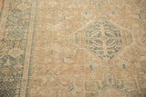 Low pile texture of a distressed Karaja rug showing mostly even wear to the knot heads.