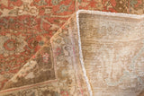 The hand-knotted foundation of a distressed Bijar carpet seen from a folded corner.