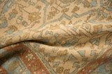 Detail of the vintage Mehriban rug's hand-knotted texture, showing mostly even wear to knot heads.