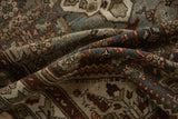 Distressed Hamadan rug pile showcasing Herati pattern with oxidized silver and burgundy abrashes.