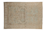 Vintage Distressed Meshed rug, powder blue and beige scrolling floral, 3'5
