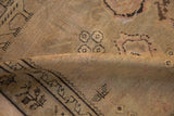 Detail of the antique Karabagh's tight weave and low pile with mostly even wear to the knots.