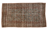 Distressed vintage Hamadan rug runner, allover Herati design with dusty blue and faded rust hues, 3'8