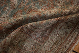 Distressed Hamadan runner texture, showing worn Herati design and visible foundation.