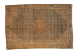 Distressed Tea Washed Bijar rug, teal Herati, brown medallion, 4'4