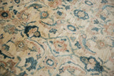 Soft, even pile of a Mahal carpet showing Herati motifs in dusty teal and pale terracotta.