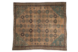 Antique Malayer square carpet, allover trident floral guls, dusty blue stepped Herati spandrels, 9'3