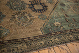 Antique Malayer rug with stepped field contour and meandering vine boteh border in beige and dusty blue.