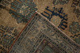Antique Malayer rug corner with detailed back weave, rust side cord, and trident floral guls.