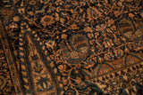 Short, hand-knotted pile of a pictorial boteh in sandalwood, jade green, and dark chocolate brown.
