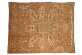 Vintage distressed Kars carpet with a starburst medallion in coffee brown, sand, and ivory.