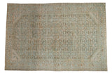 Distressed Hamadan carpet, allover faded Herati motif, mostly even wear, soft sage and blue.