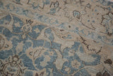 Distressed pile of a vintage Tabriz carpet showing mostly even wear to the knot heads.