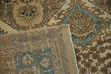 Hand-knotted foundation and restored side cord of a vintage distressed Persian Ardebil carpet.