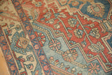 Low pile texture of a vintage Baktiari showing stepped contours in cherry red and sky blue.