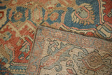 Evenly worn knot heads and woven foundation of a vintage distressed Baktiari rug.