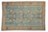 Vintage distressed Malayer rug with a geometric allover pattern of stylized dragons in sky blue and sand.