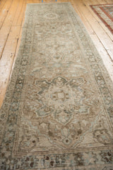 Distressed Karaja runner detail, highlighting faded geometric patterns and faint foundation showing through.