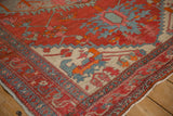 Corner detail of an antique Northwest Persian rug showing the meandering vine border and low, textured pile.