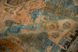 Detail showing the foundation and knot heads of the distressed hand-knotted Bijar rug.