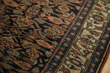 Dense weave of an antique Bijar runner, detailing the Herati pattern and geometric border.