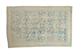 Vintage Distressed Hamadan rug with a floral lattice in powder blue, ivory, and touches of saffron.