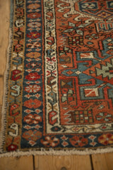 Vintage Karaja runner side cord selvage, boteh border, brick red geometric field.
