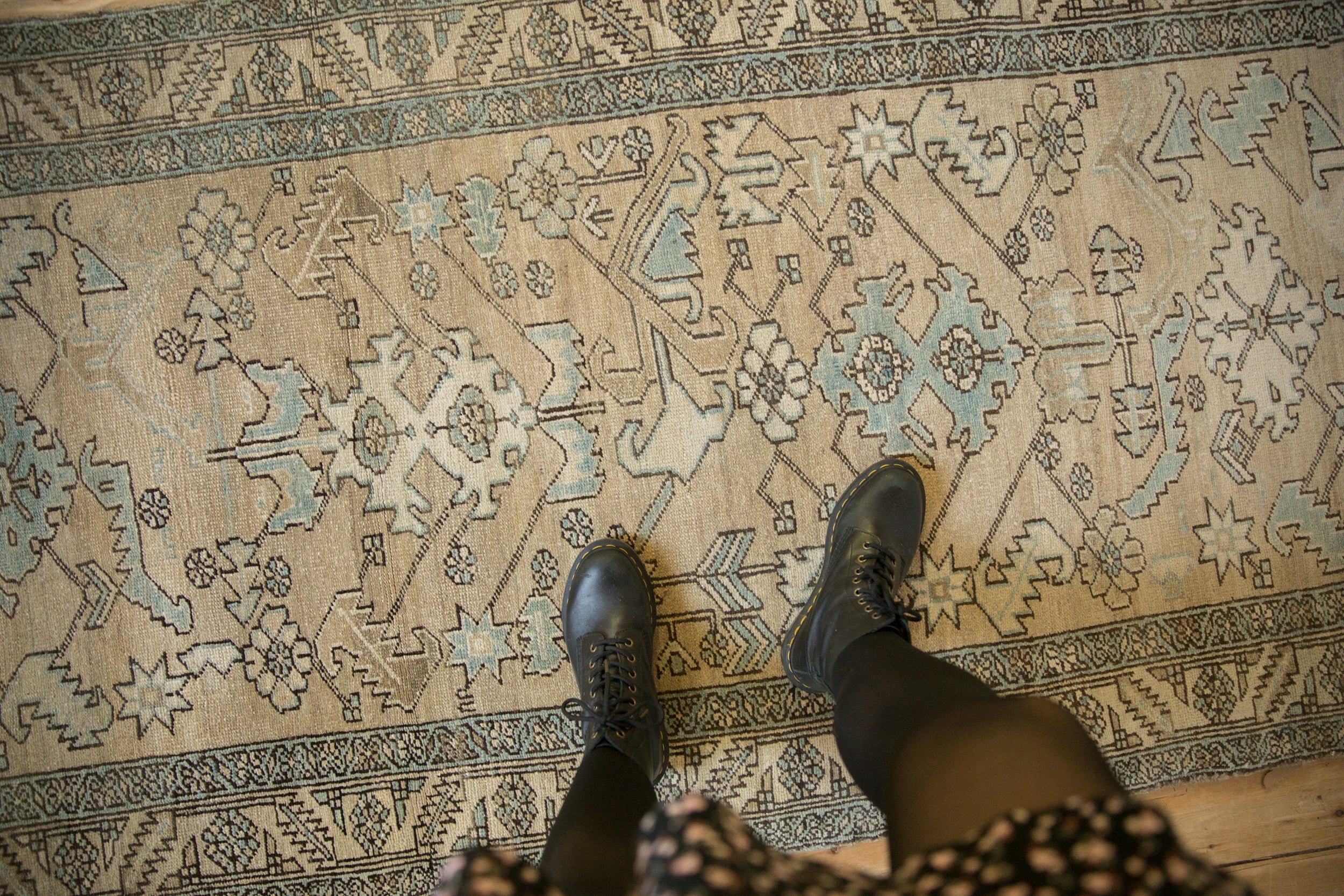 3.5x14.5 Vintage Distressed Heriz Rug Runner // ONH Item ee005359, Image 1