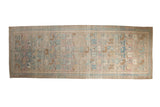 Vintage distressed Northwest Persian runner with an allover geometric pattern in soft blues, mauves, and beige.