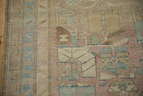 Even wear to the knot heads and intact side cord on a distressed Persian runner.