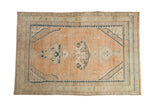 Vintage distressed Hamadan rug with multi-medallions on an abrashed sandalwood field and soft jade green borders.