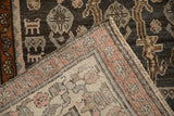 Hand-knotted foundation and restored side cord of a distressed vintage Hamadan rug runner.
