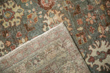 Distressed pile and hand-knotted foundation of a vintage Persian Mahal rug runner.