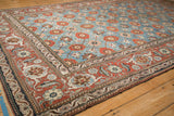 Detailed red Herati border on a distressed Veramin carpet with a powder blue floral field.